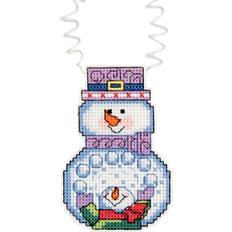 Michel Design Works Janlynn/Holiday Wizzers Counted Cross Stitch Kit 3"X2.25"-Snowman With Snowballs 14 Count 21-1193