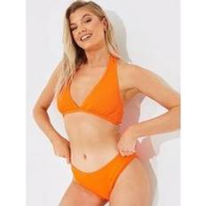 Orange Bikinis In The Style Crinkle Hipster Bikini Bottom Orange, Orange, 12, Women