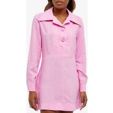 Ami Paris Dresses Ami Paris Buttoned Collar Mini Dress Candy Pink