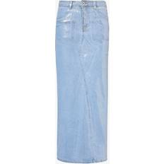 Womens Blue Mimi Metallic-finish Denim Maxi Skirt