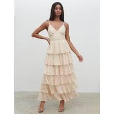 Pretty Lavish Lissy Ruffle Midaxi Dress Yellow, Yellow, 16, Women