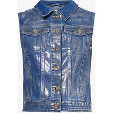 Womens Blue Soho Metallic-finish Regular-fit Stretch-denim Gilet
