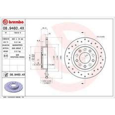 Alfa Romeo Bremsesystem Brembo Bremseskiver hullet 08.9460.4X Skivebremser,Bremseskive ALFA ROMEO,GIULIETTA