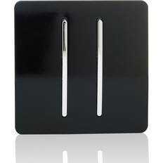 Black Wall Switches Trendi Switch Artistic Modern Glossy Tactile Auto Retractive 2 Door Bell Piano Black ART-2DBBK