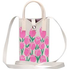 Blommiga Handväskor MAULUND Knitted Crossbody Shoulder Bag - Pink Flowers