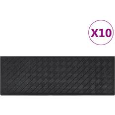Treppenmatten vidaXL Stufenmatten 10 Stk 25x75 cm Gummi Schwarz Schwarz cm