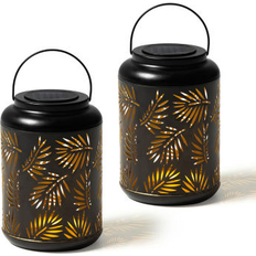GlitzHome Modern Black Lantern 8.8" 2pcs