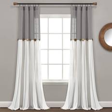 Curtains & Accessories Lush Decor Linen Button Window Curtain Single Panel 40 in W x 84 in Dark Gray Off-White 101.6x213.36cm