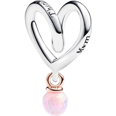 Pandora Two Tone Wrapped Heart Charm - Silver/Rose Gold/Opal