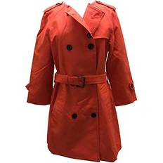 Coach Coats Coach 83784 Women's Collarless Long Trench Carnelian Red Belted Small