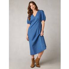 Clothing Ro&Zo Shirred Shoulder Midi Dress, Blue