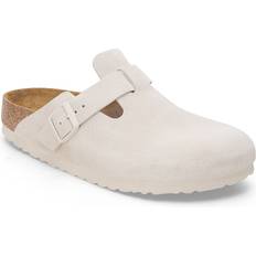 Birkenstock Boston Soft Footbed Suede Leather - Antique White