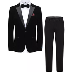 Mens black suits Braveman Men's Birdseye Lapel Slim Fit Tuxedo - Black