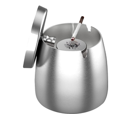 Tauoh moresk-Ashtray, Ashtray with Lid, Stainless Steel Ashtray for Outdoors, Storm Ashtray As Wind Ashtray, Non-Slip Base Silver