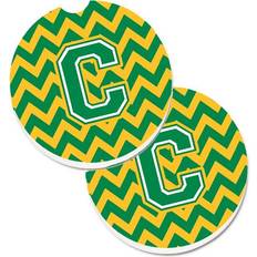 Car Care & Vehicle Accessories CoolCookware Letter C Chevron Green & Gold Set of 2 Cup Holder Car Coaster