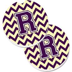 Car Care & Vehicle Accessories CoolCookware Letter R Chevron Purple & Gold Set of 2 Cup Holder Car Coaster