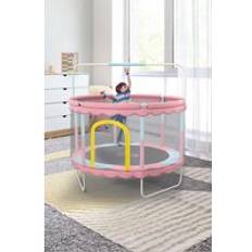 Trampolines Living and Home Outdoor Enclosure Trampoline with Balance Bar Pink Size