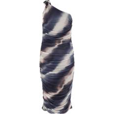 Clothing Quiz Womens Navy Tie Dye Mesh One Shoulder Midi Dress Blue