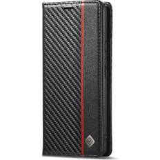 Google Pixel 6a Wallet Cases GANGXUN Black Case For Google Pixel 6A Leather Folio Flip Case Full Protection Card Insertion Magnetic Carbon Fiber With Card Holder Kickstand
