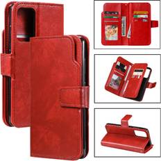 Samsung Galaxy A72 Wallet Cases GANGXUN Red Case For Samsung Galaxy A72 4G/5G 9 Card Slots Kickstand Wallet PU Leather Magnetic