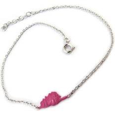 [P2600] Anklet Silver 'Corsica' silver pink Corsica 15x7 mm