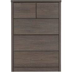 Black Chest of Drawers SECONIQUE Lisbon Black Wood Grain Chest of Drawer 80.5x114cm