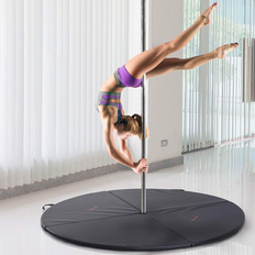 Black Exercise Mats Soozier Round Folding Portable Pole Dance Crash Mat