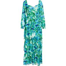 Clothing Quiz Womens Green Floral Chiffon Tiered Maxi Dress