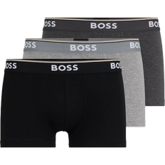 HUGO BOSS Power Stretch Cotton Trunks with Logo Waistbands 3-pack - Black/Grey