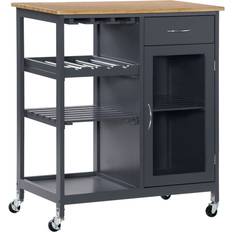 MDF Trolley Tables Homcom Rolling Grey Trolley Table 19x30"