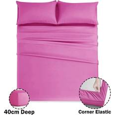 Imperial Rooms Double 40Cm Extra Deep Fitted Bed Sheet Pink