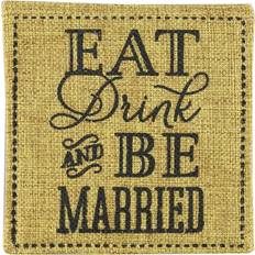 Kate Aspen Drink Married Burlap Coaster