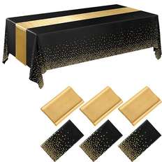 Gold Tablecloths Tauoh moresk-4Pcs Disposable Runner Set Tablecloth Gold