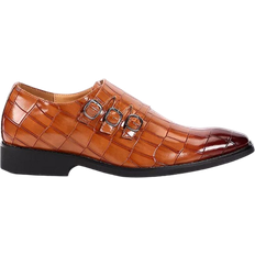 ADKKALFL Triple Monk Strap Slip On - Dark Brown