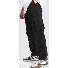 Mens Black Fixed Waist Relaxed Fit Cargo Trouser