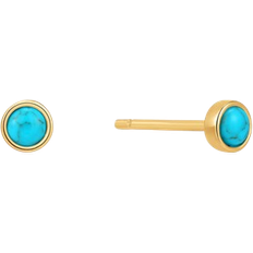 Tidal Cabochon Stud Earrings - Gold/Turquoise