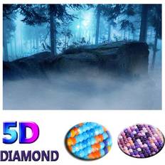 Blue Diamond Paintings Fiyo Full Drill Mountain Pattern Diamond Painting Fog Forest Cross Stitch Blue Diamond Embroidery