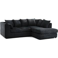 Furnishings For Less UK Luxor Jumbo Cord Black Sofa 212cm 4 Seater