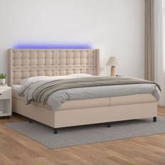 vidaXL Ramsäng med Bäddmadrass 200x200 cm Konstläder Kontinentalsäng