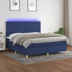 Sängar & Madrasser vidaXL Ramsäng Med Madrass LED Blå 160x200 cm Kontinentalsäng