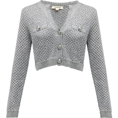 L'agence Blanca Sequined Cropped Cardigan - Silver