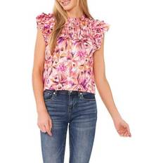 Rouge Chemisiers CeCe Printed Smocked Flutter Sleeve Top