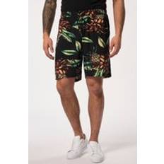 6XL Shorts JP1880 tropisk trykk, elastisk linning, opptil svart