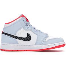 Nike Jordan 1 Mid GS - Half Blue/Black White/Red Orbit