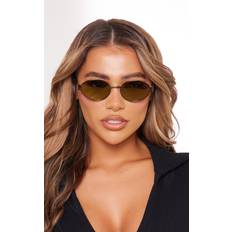 Sunglasses PrettyLittleThing Metal Frame Round Sunglasses, Brown One