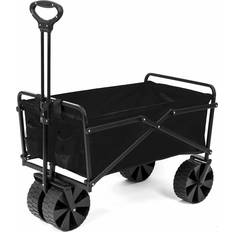 Utility Wagons Seina Steel Frame Collapsible Folding Utility Beach Wagon Outdoor Cart 2-Pack Black
