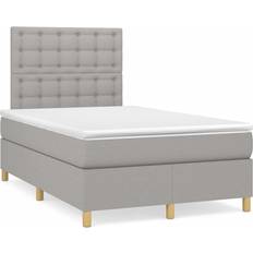 Sängar & Madrasser vidaXL Ramsäng Med Madrass LED Ljusgrå 120x190 cm Tyg Kontinentalsäng