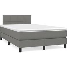 Sängar & Madrasser vidaXL Ramsäng Med Madrass LED Mörkgrå 120x190 cm Tyg Kontinentalsäng