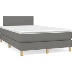 Sängar & Madrasser vidaXL Ramsäng Med Madrass LED Mörkgrå 120x190 cm Tyg Kontinentalsäng