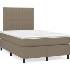 Sängar & Madrasser vidaXL Ramsäng Med Madrass LED Taupe 120x190 cm Tyg Kontinentalsäng